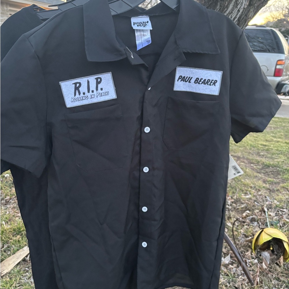 “Paul Bearer” R.I.P. Rolling In Peace Funeral Service button down shirt.
